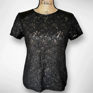 GENERATION LOVE Short‎ Sleeve Lace With Leather Accents  XS | EUC